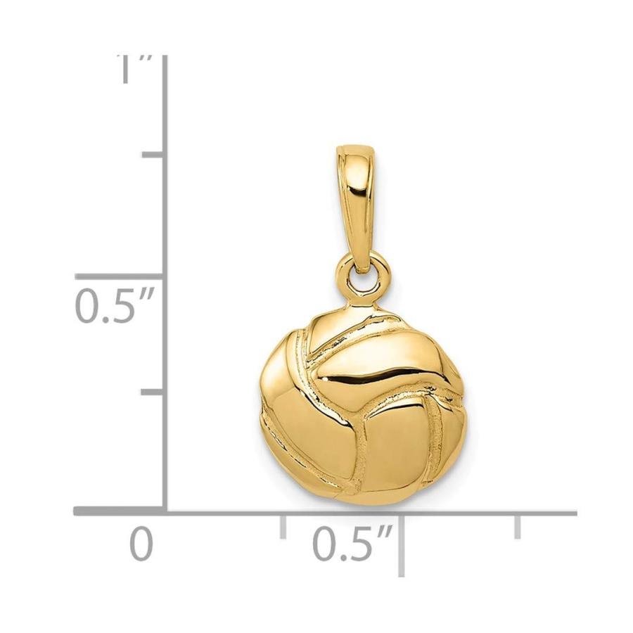 14 kイエローゴールドソリッドバレーボールペンダントチャームネックレススポーツファインジュエリーギフト用女性用彼女