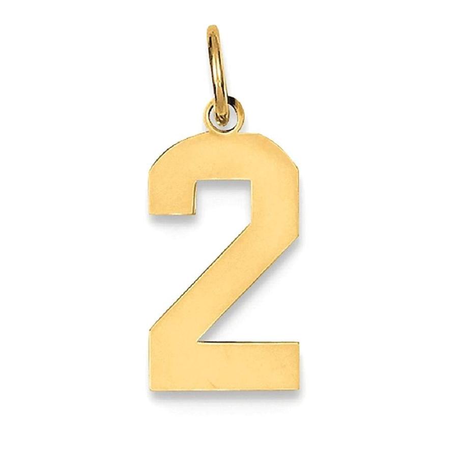 14 kイエローゴールドミディアムナンバー2ペンダントチャームネックレススポーツファインジュエリーギフト用女性