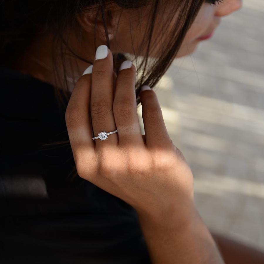 Lemon Grass 1 Ct Halo Solitaire Cubic Zirconia Promise Engagement Ring