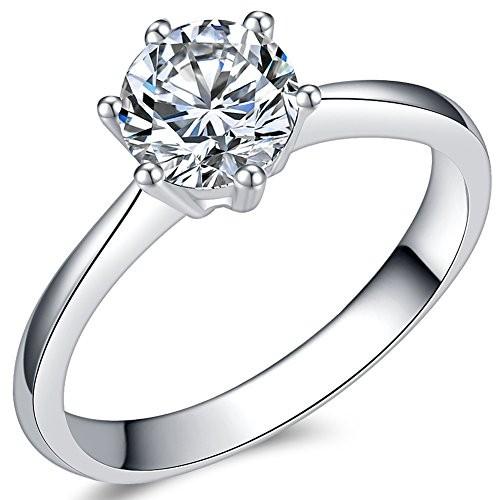 Jude Jewelers 1.0 Carat Classical Stainless Steel Solitaire Engagement
