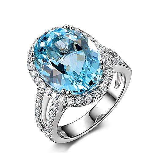 新作ウエア Erllo 6 A Wedding Women for Ring Halo Engagement Topaz Blue Oval Carat ウエディンググローブ