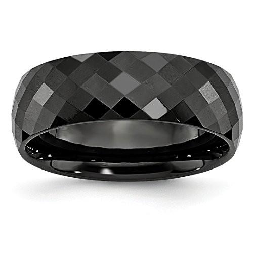 ICE セール価格 CARATS Ceramic 最大85％オフ！ Black Faceted 7.5mm Wedding Size Band Ring Cla 6.50