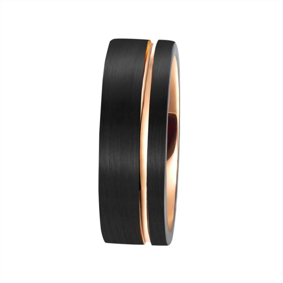 Milo Bruno 8MM Striped Tungsten Carbide Wedding Ring (Black Rose Gol