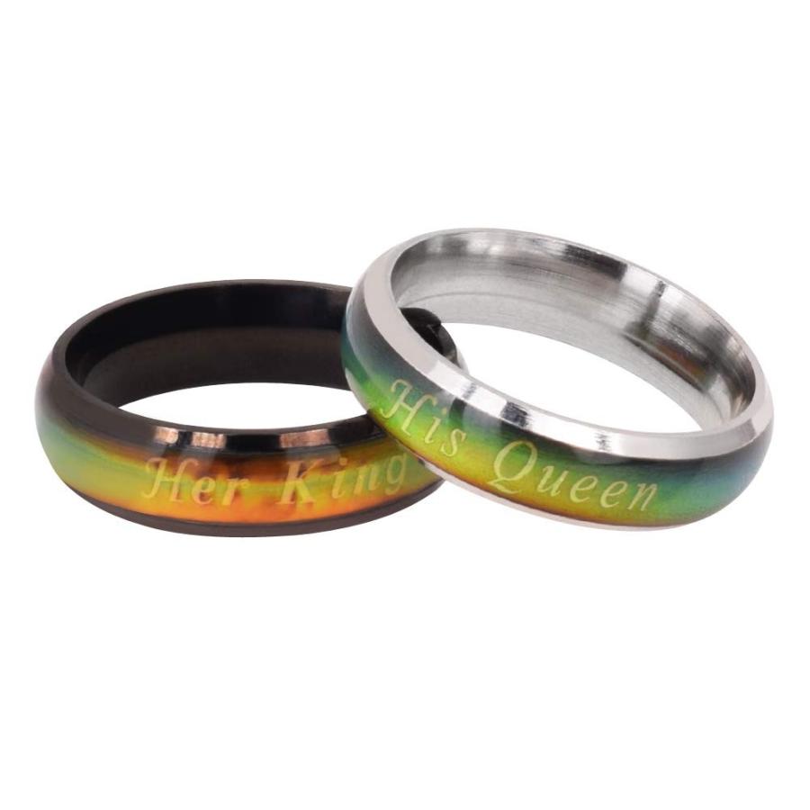 人気満点 Phd Ltd Women Titanium Steel Thermal Change Color His Queen Ring Forev 高速配送 App Hds Dep Com