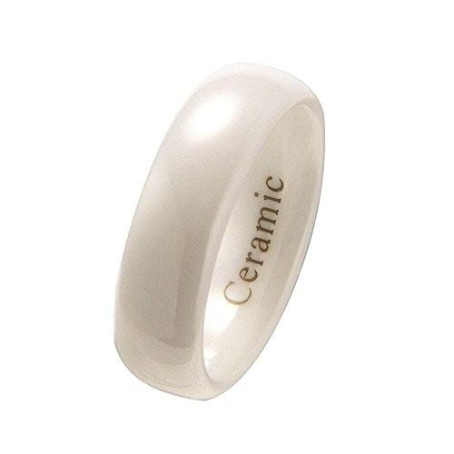 MJ Metals Jewelry 新生活 6mm White Ceramic Style 【当店一番人気】 High Po Ring Classic Wedding