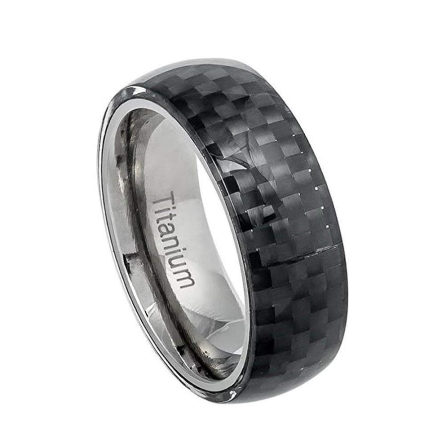 Tungsten Jeweler Free Engraving 第一ネット 8mm Titanium O With Black Carbon Fiber