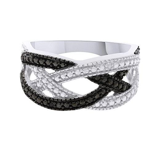 福袋特集 2022 Jewel Zone US Black & White Natural Diamond Infinity Ring in 14k White ウエディンググローブ