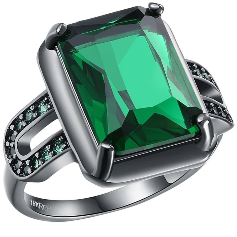 Awly Jewelry Women 18k Black Gold Emerald Square Large Stone Princess ウエディンググローブ Canipec Org Mx