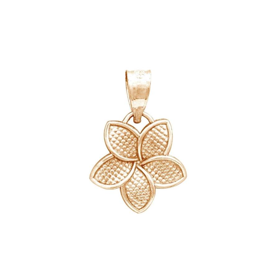 14K Rose Gold Plumeria Flower 15mm Necklace Pendant