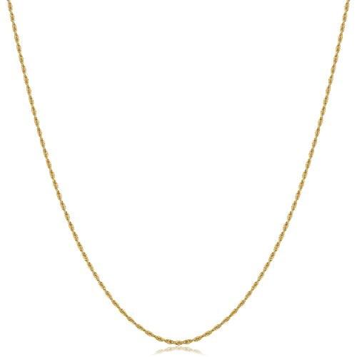 Kooljewelry 14k Yellow Gold Rope Chain Necklace (1.1mm, 16 inch)