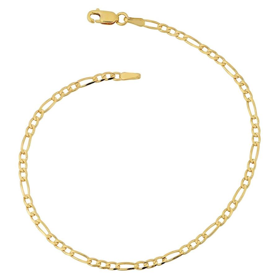 Kooljewelry 10k Yellow Gold 2.3mm High Polish Concave Figaro Link Brac