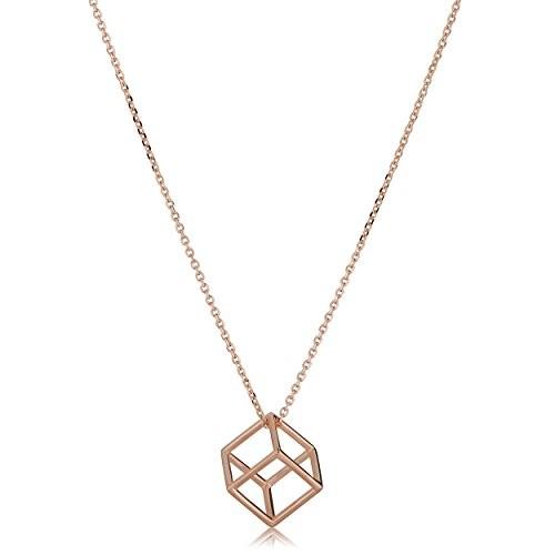人気定番，限定SALE 14k Rose Gold Cube Pendant Adjustable Length Necklace (adjusts to 17
