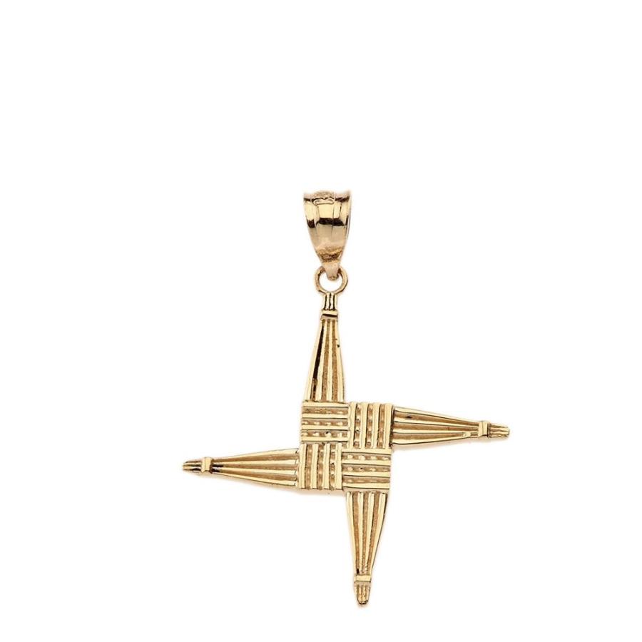 Solid 10k Yellow Gold Saint Bridget St. Brigid Cross Pendant