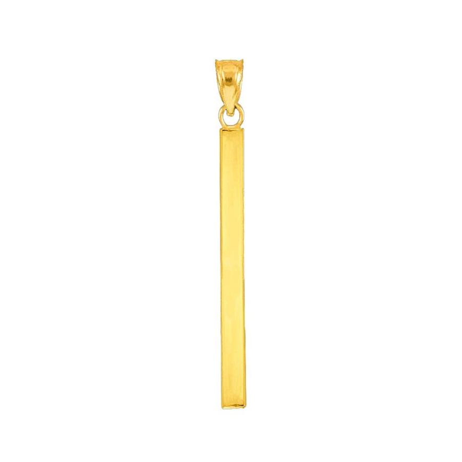 Dainty 10k Yellow Gold Polished Vertical Bar Charm Pendant