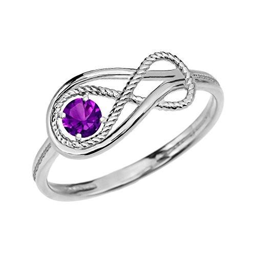 Amethyst Rope Infinity 10k White Gold Ring(Size 8.5)