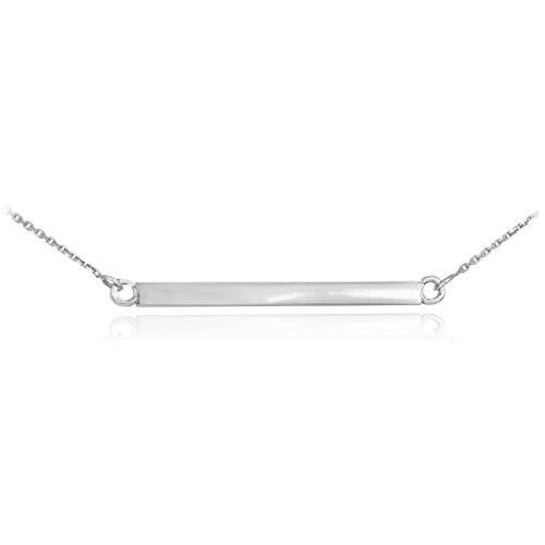 Sideways Crosses Dainty 14k White Gold Bar Necklace (16 Inches)