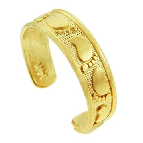 Classy Footprint Yellow Gold Toe Ring (10K Gold) Diamond Accent