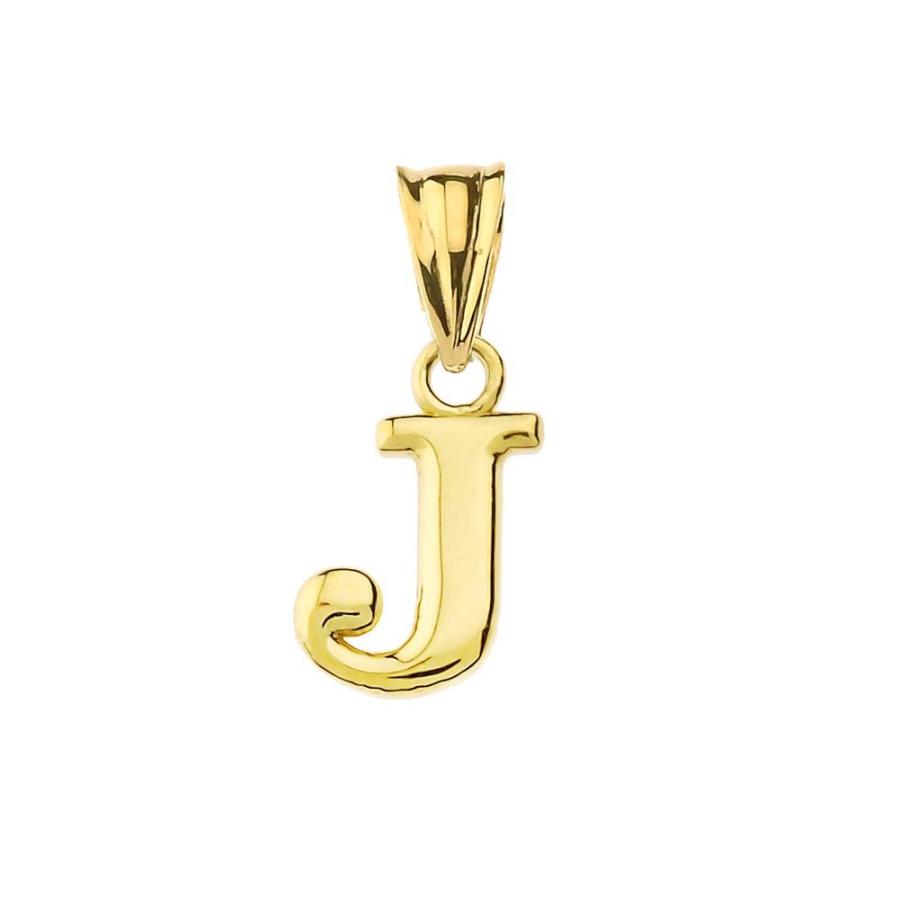 【テレビで話題】 Pendant Charm J Initial Personalized Fine in Gold Yellow 14k Solid ネックレス、ペンダント