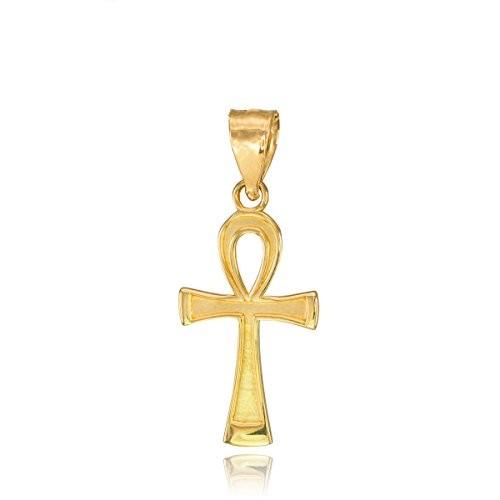 10k Yellow Gold Egyptian Ankh Cross Charm Pendant