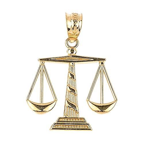 10k Yellow Gold Scales of Justice Necklace Pendant