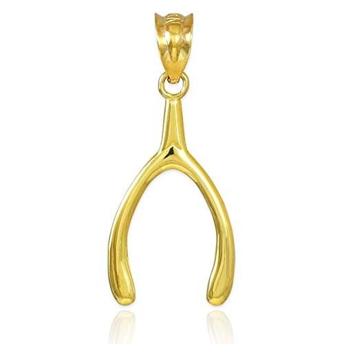 Good Luck Charms 14k Gold Polished Wishbone Pendant