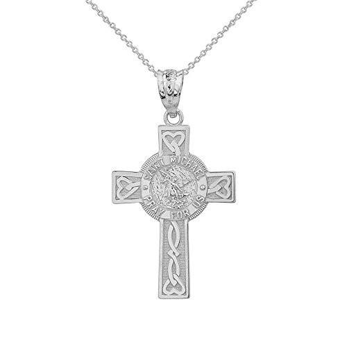 人気ブランドの Michael Saint Gold White 10k Solid Pray Necklace, Cross Celtic Us For ネックレス、ペンダント