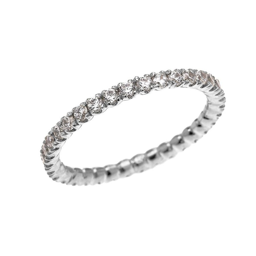 10k White Gold Dainty 1.5 Carat Cubic Zirconia Wedding Eternity Band (