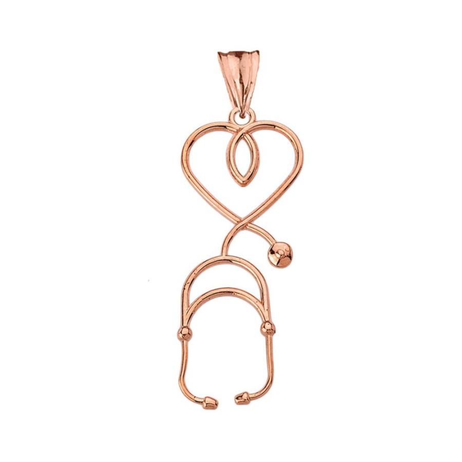 Fine 14k Rose Gold Heart-Shaped Stethoscope Pendant