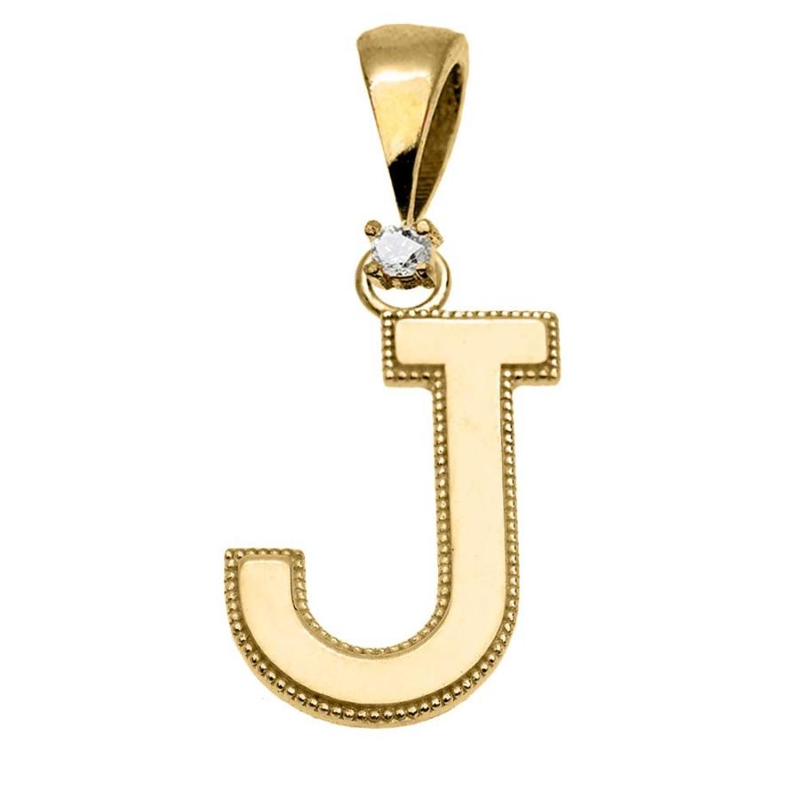 Unique 10k Yellow Gold Solitaire Diamond Personalized Milgrain Initial