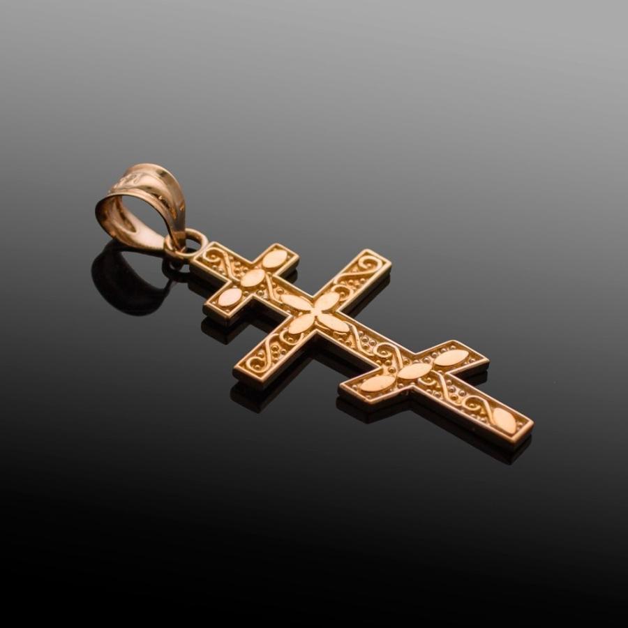 【在庫あり/即出荷可】 Russian Gold Rose 10k Orthodox Pendant Cross ネックレス、ペンダント