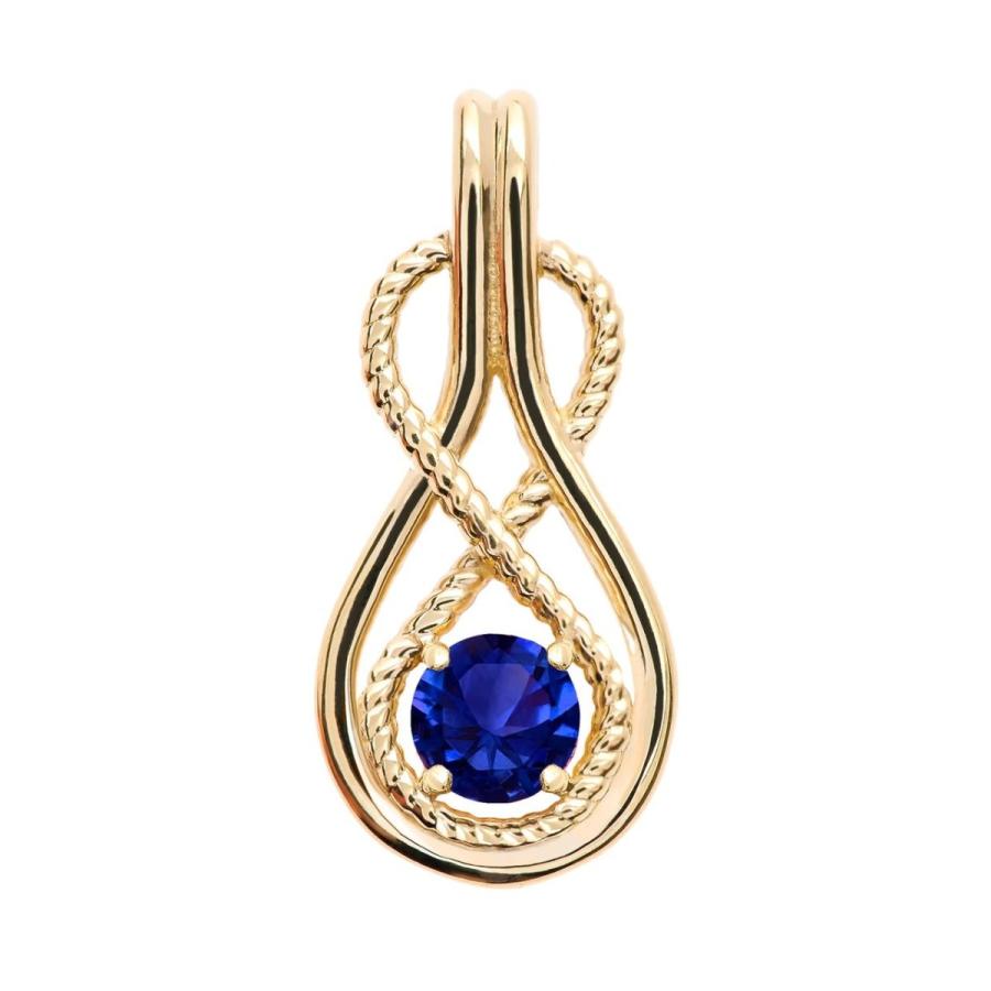 Infinity Rope September Birthstone Sapphire 14k Yellow Gold Pendant