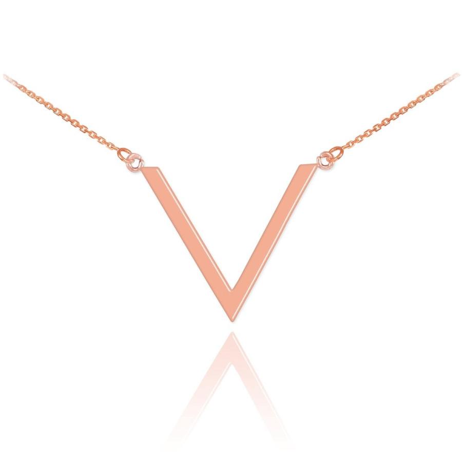 Polished 14k Rose Gold Chevron Pendant Necklace, 18