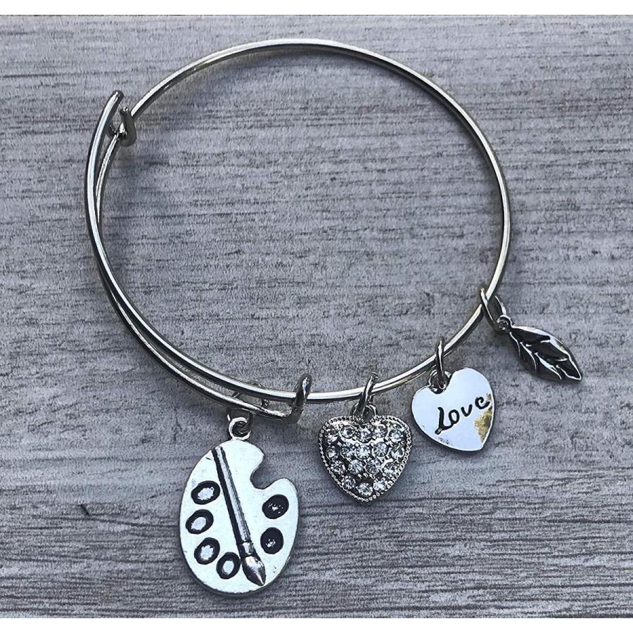 Infinity Collection Art Charm Bangle Bracelet, Artist Jewelry, for Wom