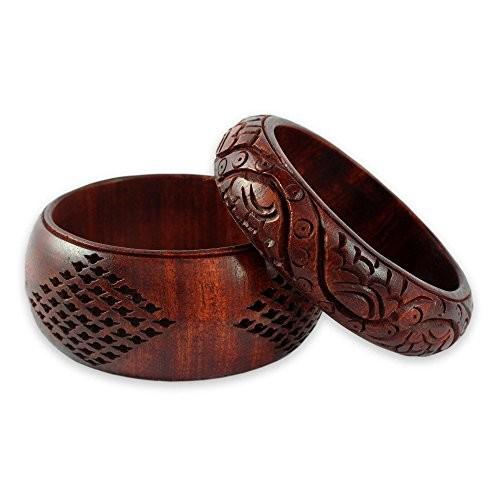 NOVICA Hand Carved Mango Wood Bangle Bracelets, 8