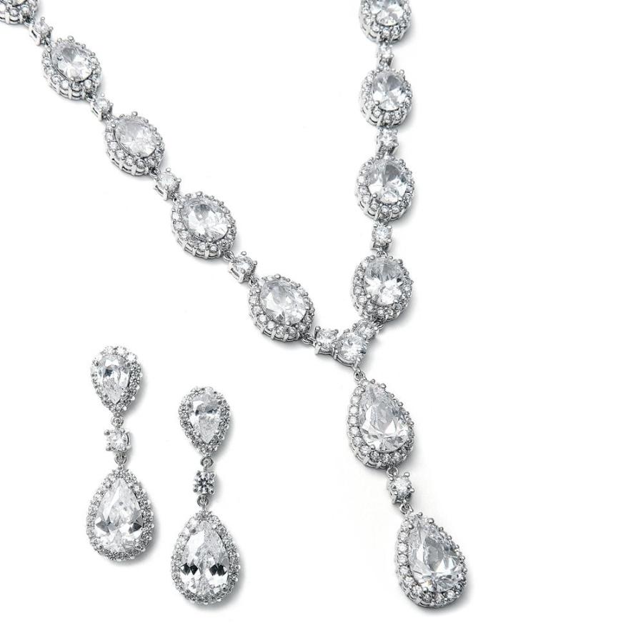 Mariell CZ Statement Necklace Earrings Set Weddings, Brides, Pageants