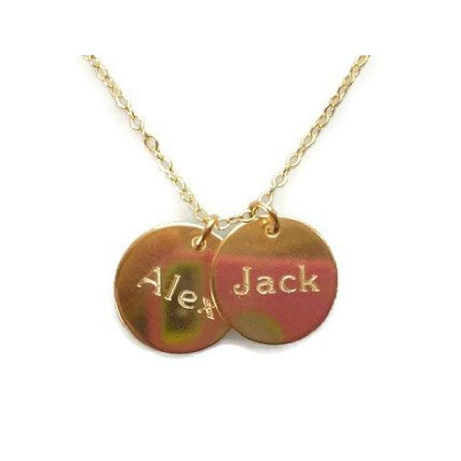 EFYTAL Two Name Necklace On Disc, Personalized Gold Filled Custom Name