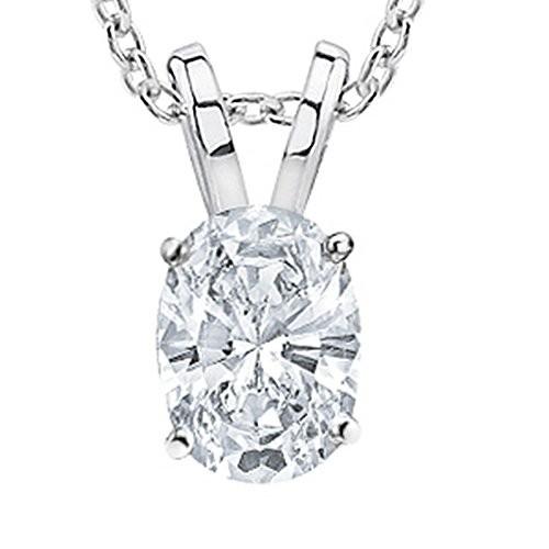 1/2 Carat GIA Certified 18K White Gold Solitaire Oval Cut Diamond Pend