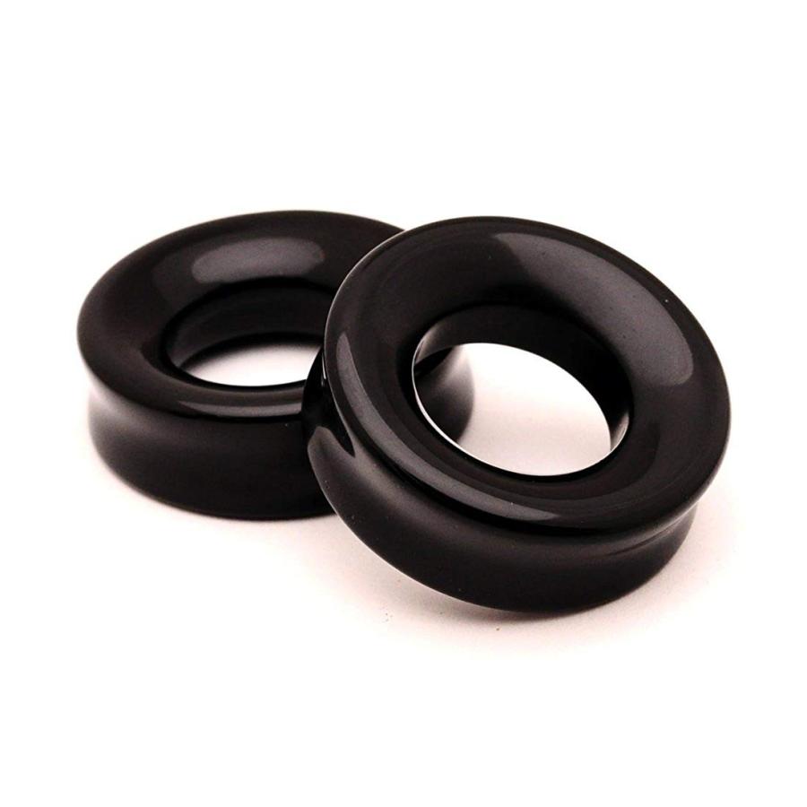 SEAL限定商品
 Black Line Agate Stone Stone Concave Tunnels & - 1 1/4” - 32mm Plugs - Sold Agate Black Gauge Plugs 1/4 As and Concave Glass a (8 Pair 腕時計、アクセサリー