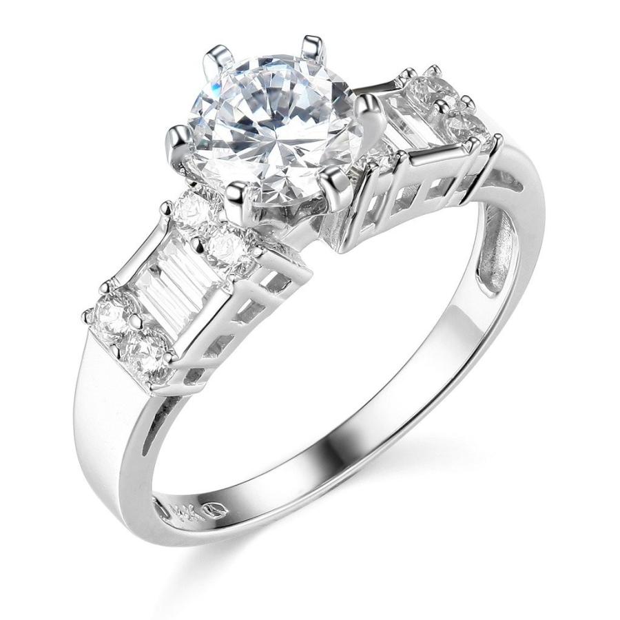 最新 14k White Gold SOLID Wedding Engagement Ring and Wedding Band 2 Piece 【1053740269】(38312円)