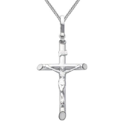 The World Jewelry Center 14k White Gold Crucifix Cross Pendant