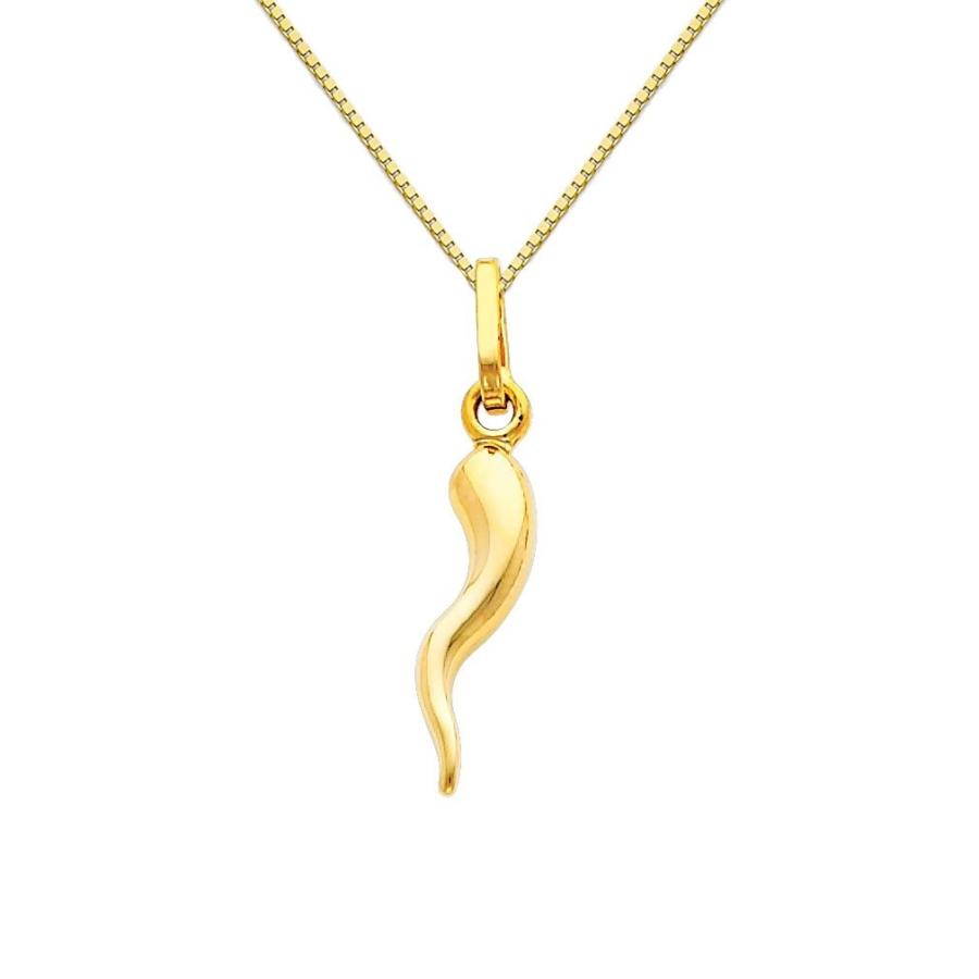 The World Jewelry Center 14k Yellow Gold Cornicello Italian Horn Penda