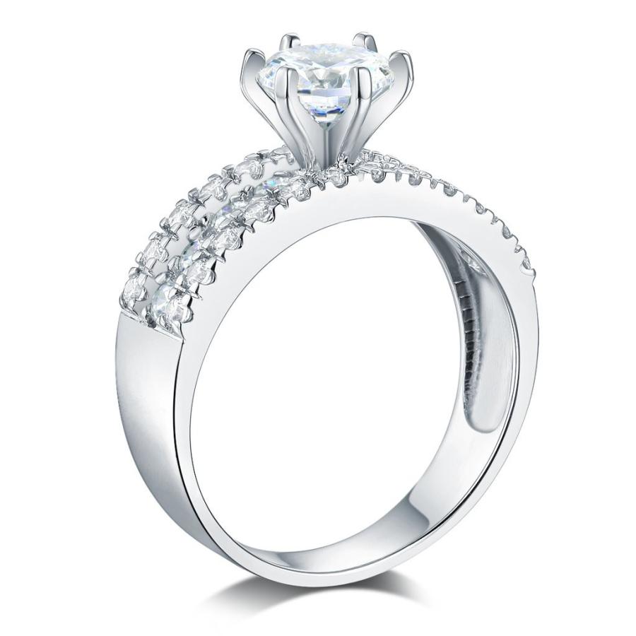 海外品 14k White Gold SOLID Wedding Engagement Ring and Wedding Band 2 Piece 【E1166919090】(42427円)