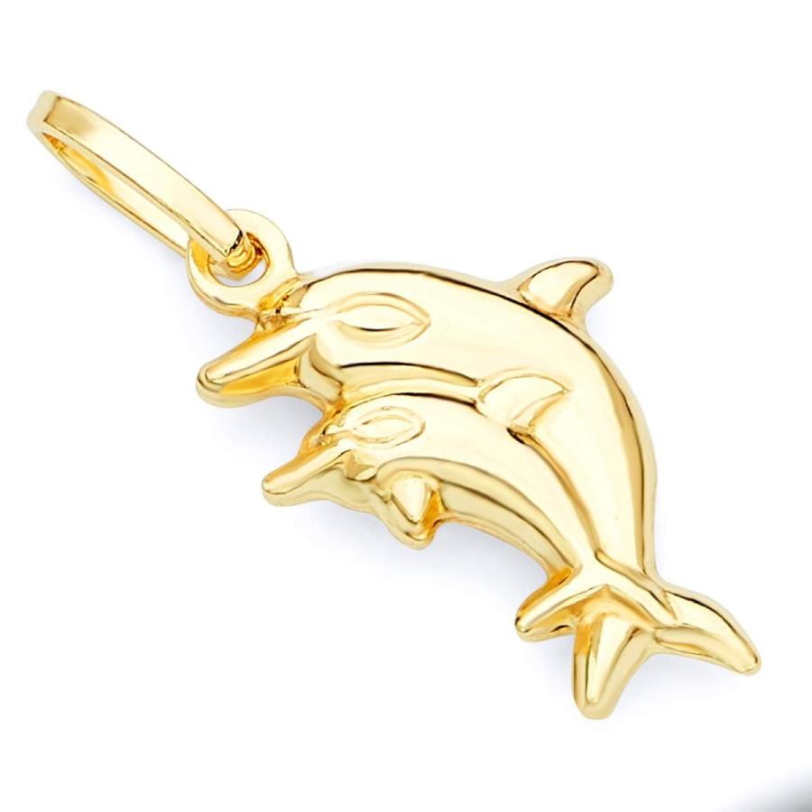 14k Yellow Gold Dolphin Charm Pendant
