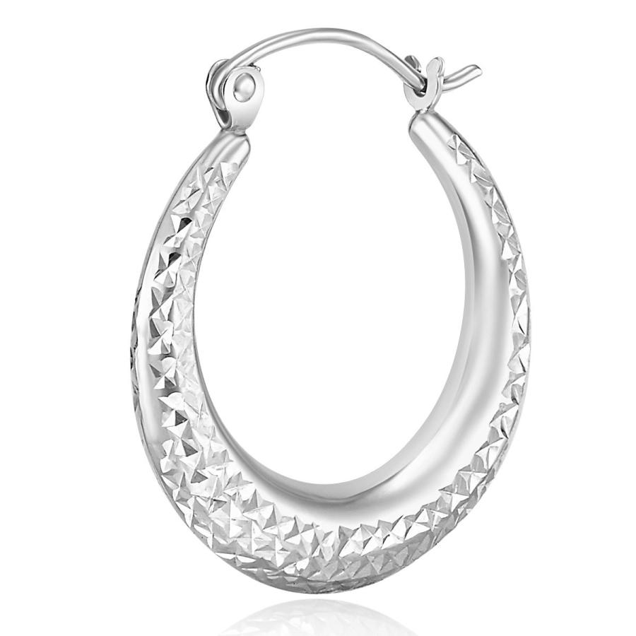 14k White Gold 4mm Thickness Hoop Earrings (15 x 15 mm)
