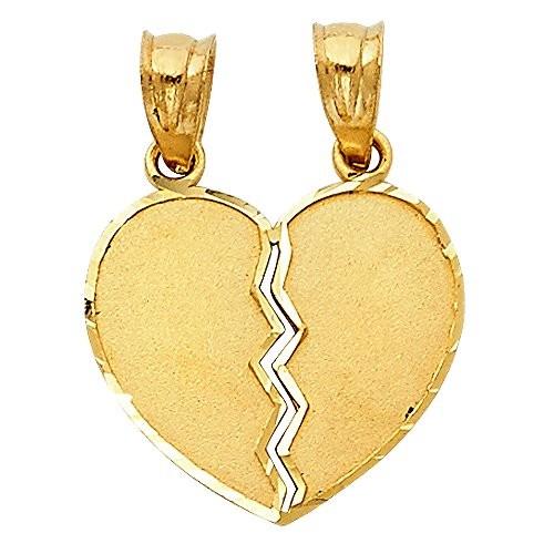 売りお得セール 14k Yellow Gold Couple Broken Heart Charm Pendant