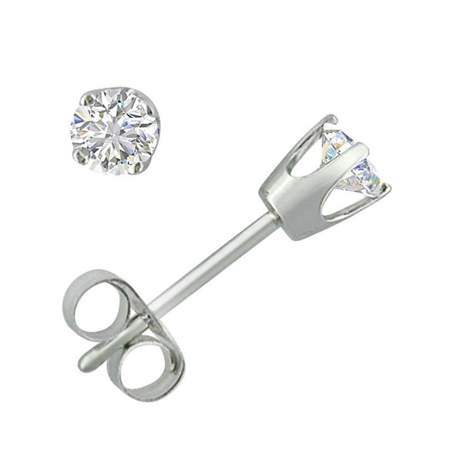 AGS Certified 1/3ct TW Round Diamond Stud Earrings in 14K White Gold