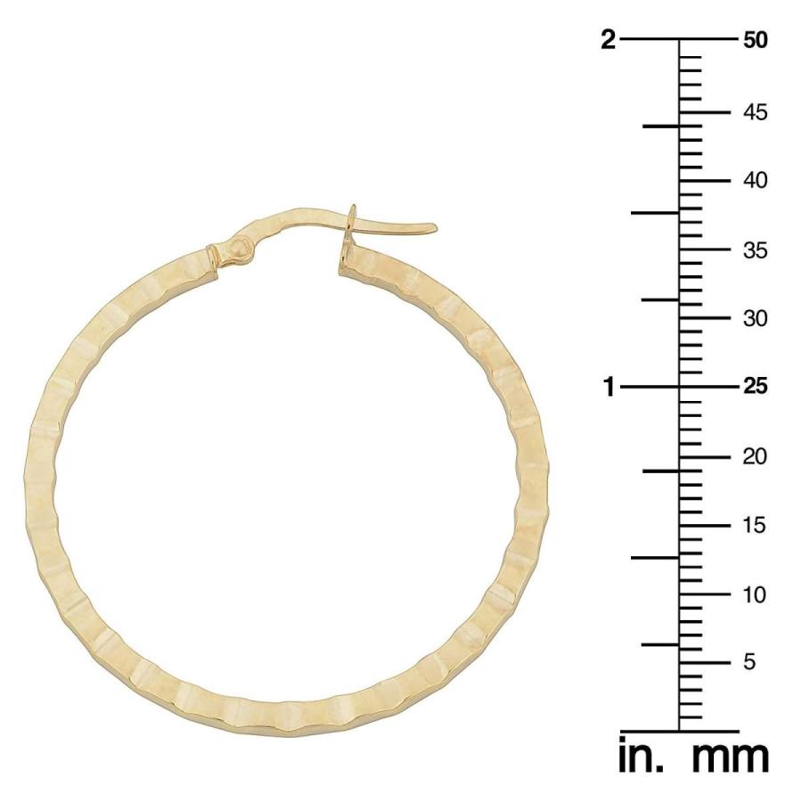 10k Yellow Gold 2x36mm Textured Round Hoop Earrings