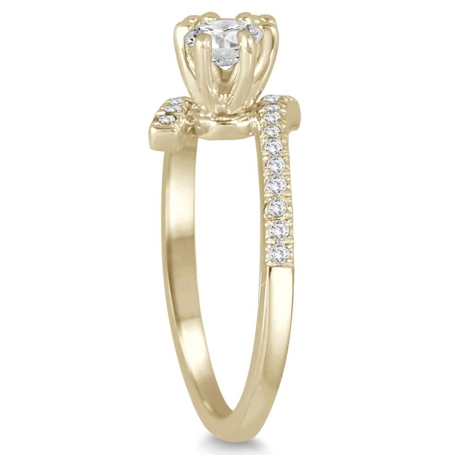 ほぼ未使用 AGS Certified 1 Carat TW Two Stone Diamond Ring in 10K Yellow Gold (K- 【DGJ2672331339】(97161円)