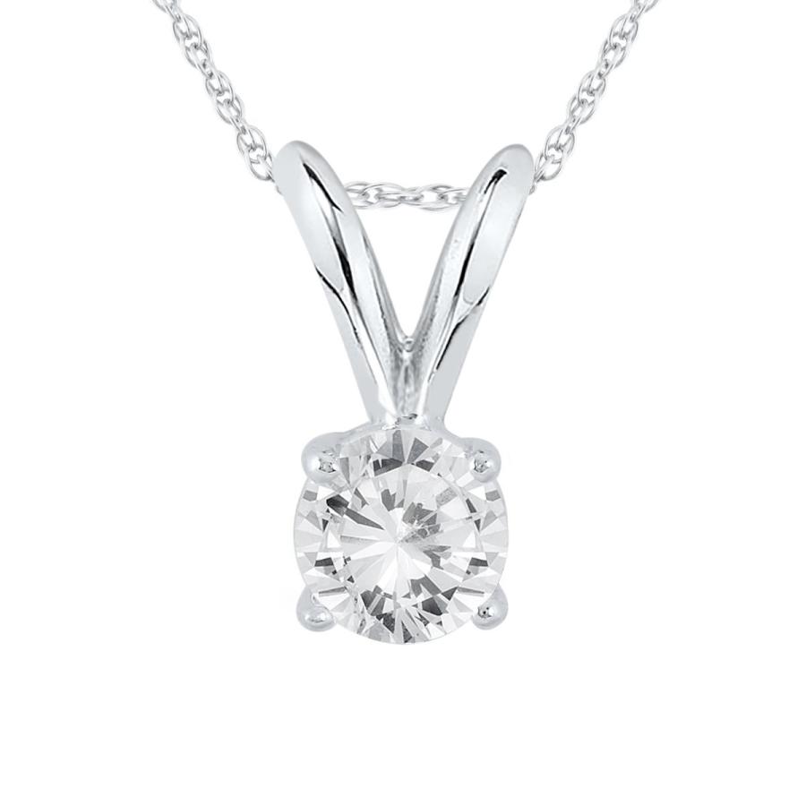 AGS Certified 1/5 Carat Round Diamond Solitaire Pendant in 14K White G