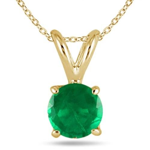 4mm Round Emerald Pendant in 14k Yellow Gold